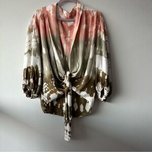 NWOT Young Fabulous & Broke (YFB) Tie-Dye Tie Front Milia Blouse